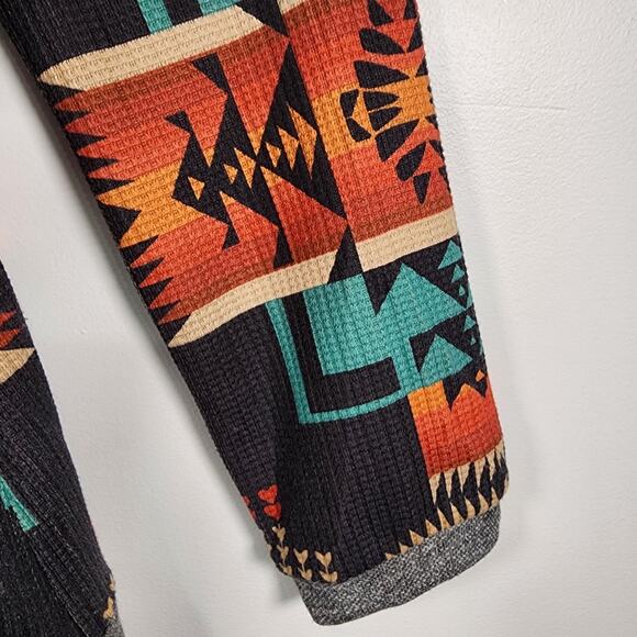 Fashion Express Womens Zip Jacket Medium Gray Orange Turquoise Aztec Southwest - Picture 6 of 9